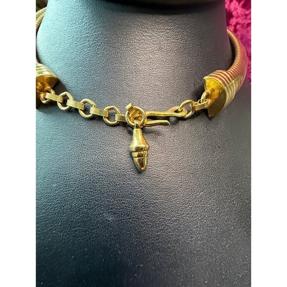 Vintage Gold-Tone Omega Chain Necklace 15-17" Adjustable Length Elegant Statemen - Picture 4 of 4